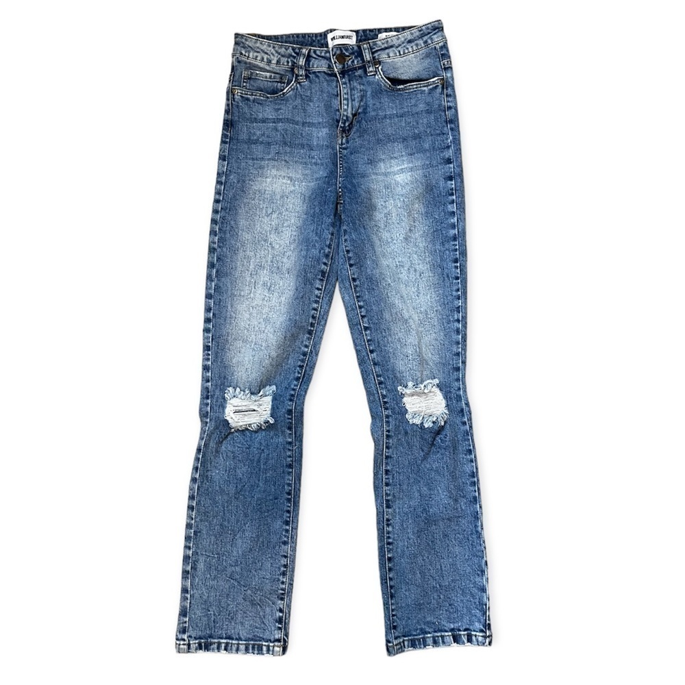 William Rast Light Wash High-Rise Slim Straight Distressed Jeans 26